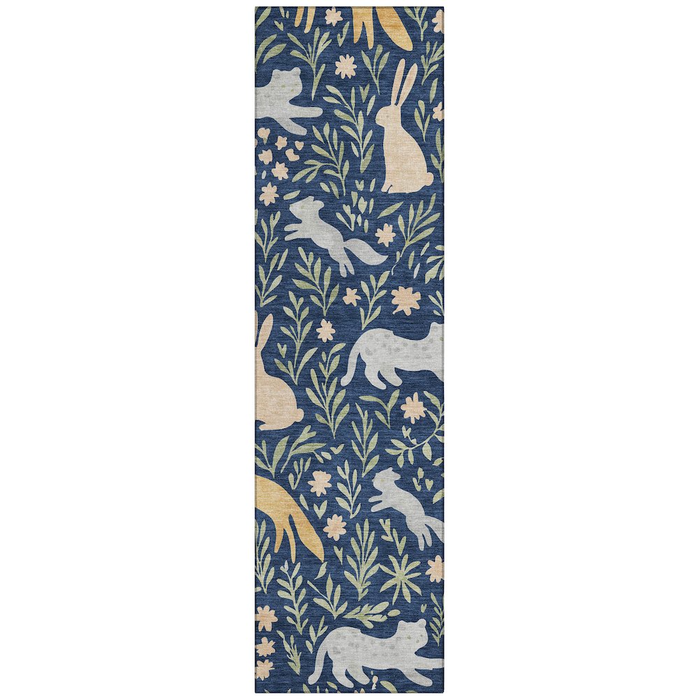 Machine Washable Indoor/Outdoor Chantille ACN2509 Blue 2'3" x 7'6" Runner Rug. Picture 1
