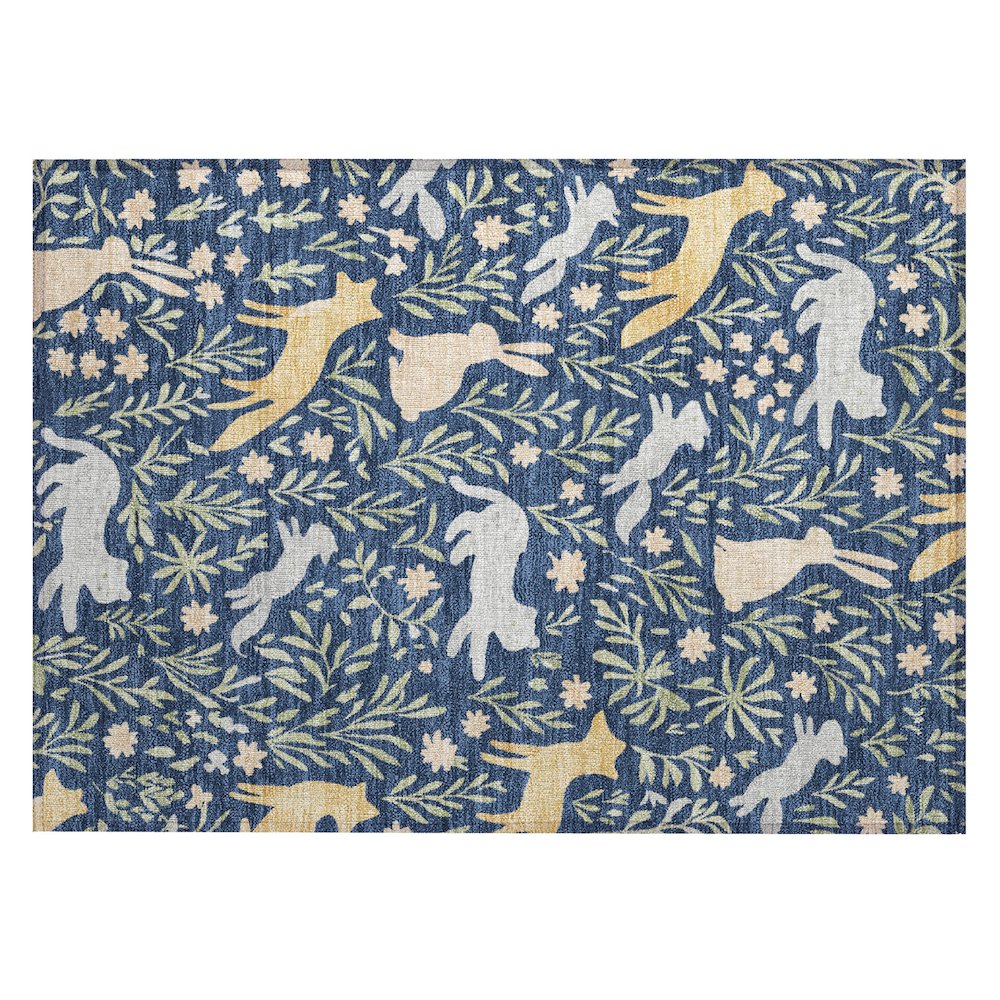 Machine Washable Indoor/Outdoor Chantille ACN2509 Blue 1'8" x 2'6" Rug. Picture 1