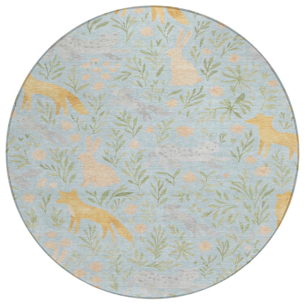 Machine Washable Indoor/Outdoor Chantille ACN2509 Blue 8' x 8' Round Rug. Picture 1