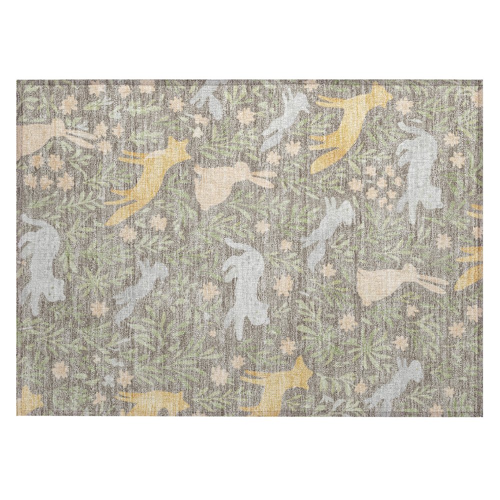 Machine Washable Indoor/Outdoor Chantille ACN2509 Brown 1'8" x 2'6" Rug. Picture 1