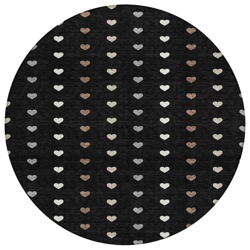 Machine Washable Indoor/Outdoor Chantille ACN2510 Black 8' x 8' Round Rug. Picture 1