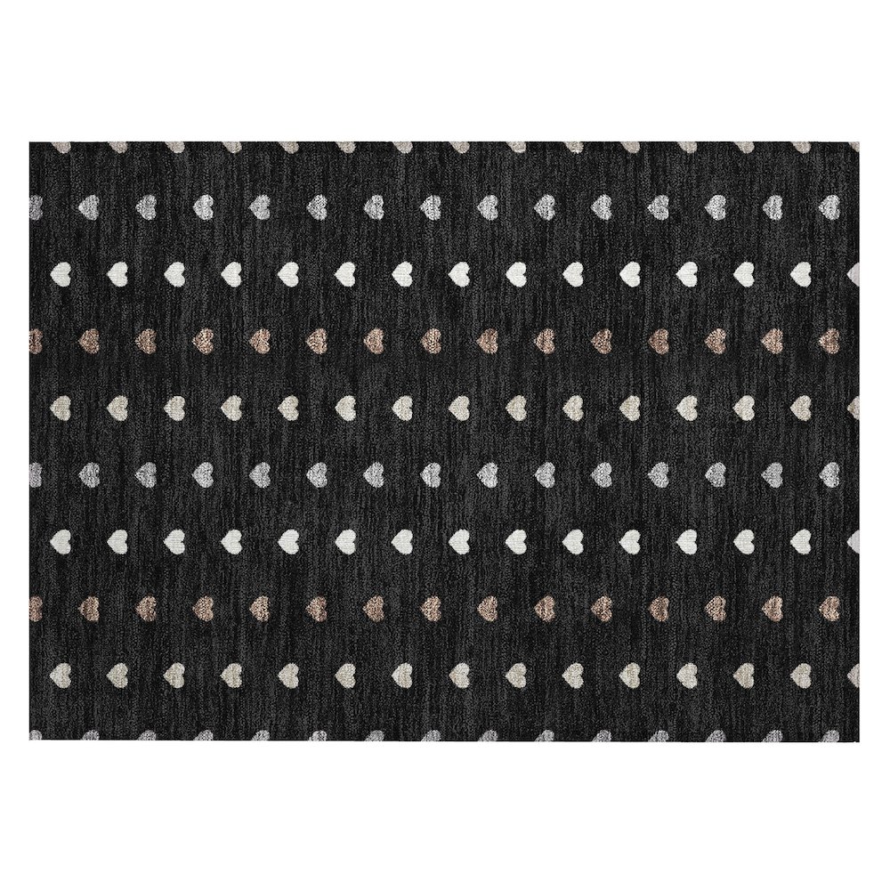 Machine Washable Indoor/Outdoor Chantille ACN2510 Black 1'8" x 2'6" Rug. Picture 1