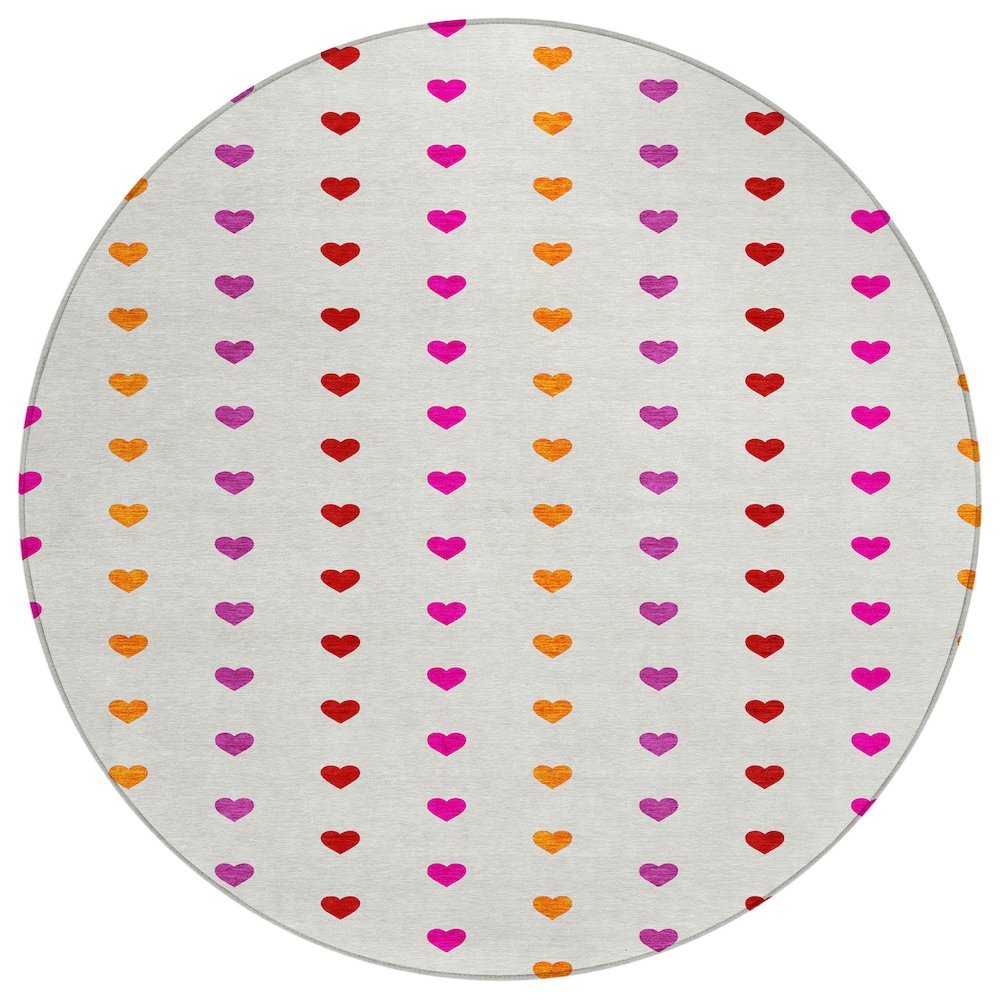 Machine Washable Indoor/Outdoor Chantille ACN2510 Ivory 8' x 8' Round Rug. Picture 1
