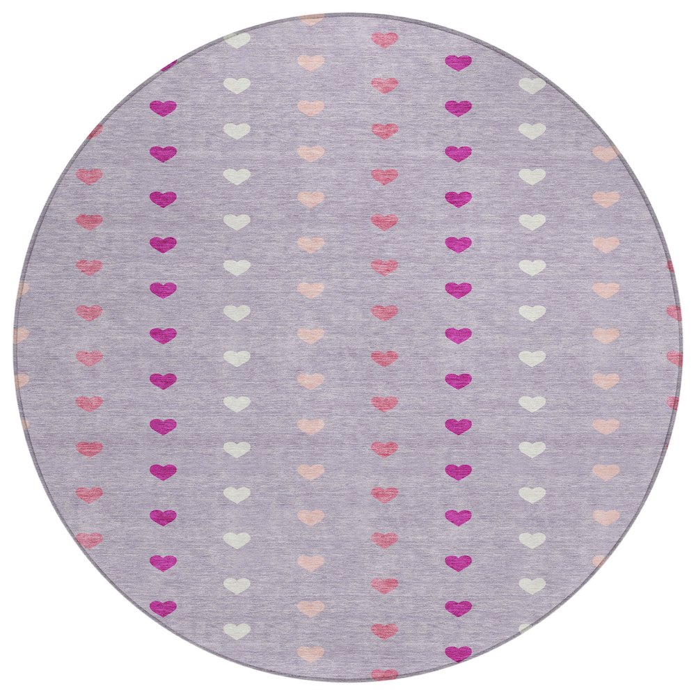 Machine Washable Indoor/Outdoor Chantille ACN2510 Purple 8' x 8' Round Rug. Picture 1