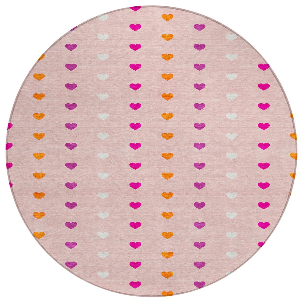 Machine Washable Indoor/Outdoor Chantille ACN2510 Pink 8' x 8' Round Rug. Picture 1