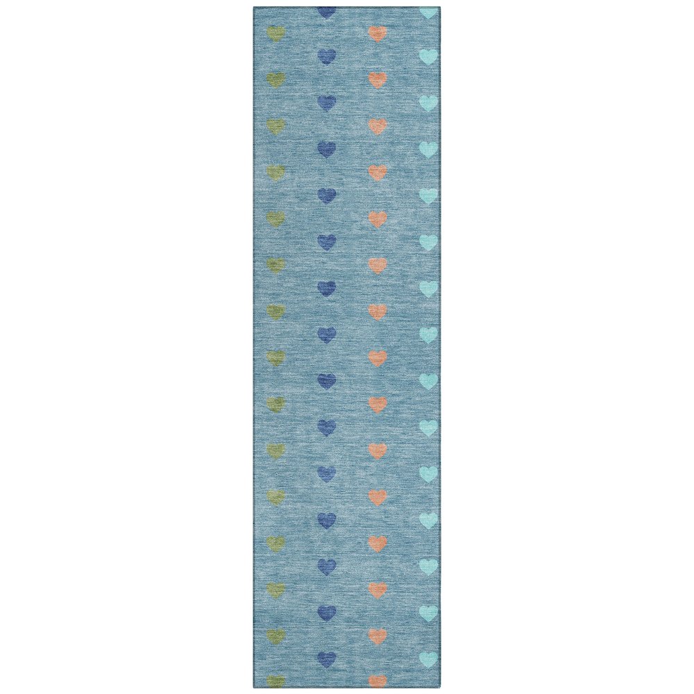 Machine Washable Indoor/Outdoor Chantille ACN2510 Teal 2'3" x 7'6" Runner Rug. Picture 1