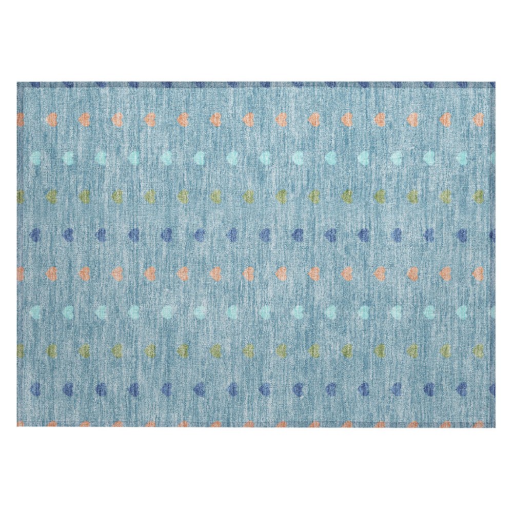 Machine Washable Indoor/Outdoor Chantille ACN2510 Teal 1'8" x 2'6" Rug. Picture 1