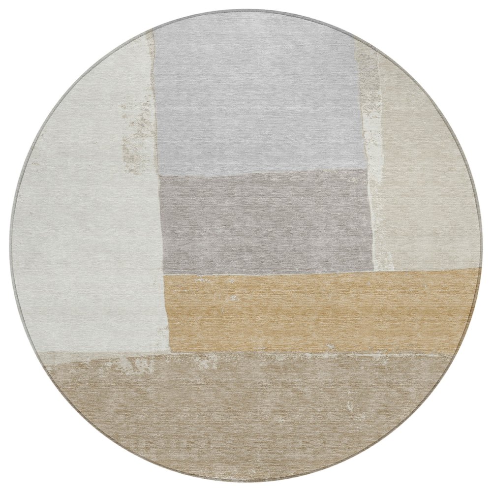 Machine Washable Indoor/Outdoor Chantille ACN2511 Brown 8' x 8' Round Rug. Picture 1
