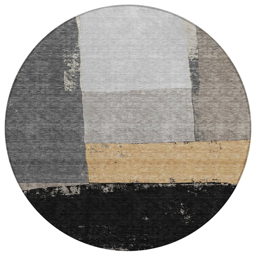 Machine Washable Indoor/Outdoor Chantille ACN2511 Black 8' x 8' Round Rug. Picture 1