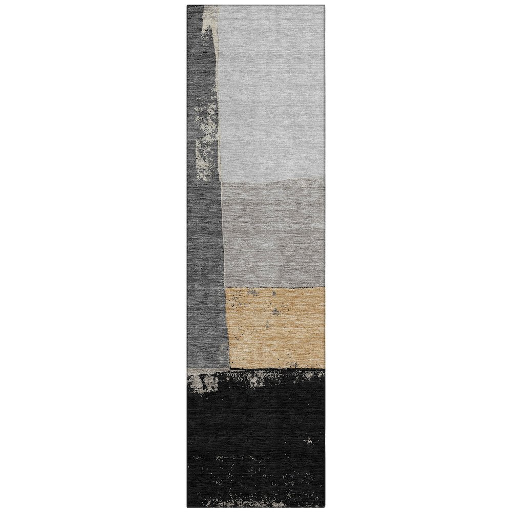 Machine Washable Indoor/Outdoor Chantille ACN2511 Black 2'3" x 7'6" Runner Rug. Picture 1