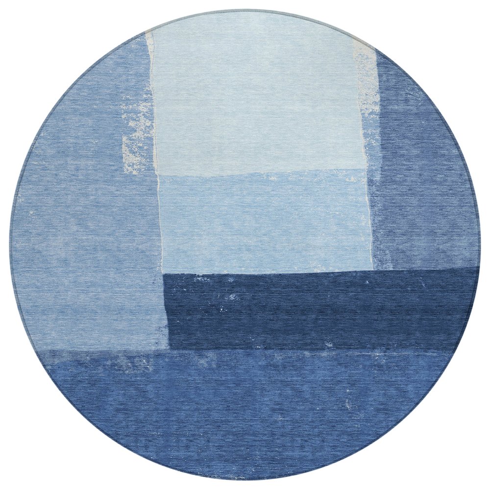 Machine Washable Indoor/Outdoor Chantille ACN2511 Blue 8' x 8' Round Rug. Picture 1