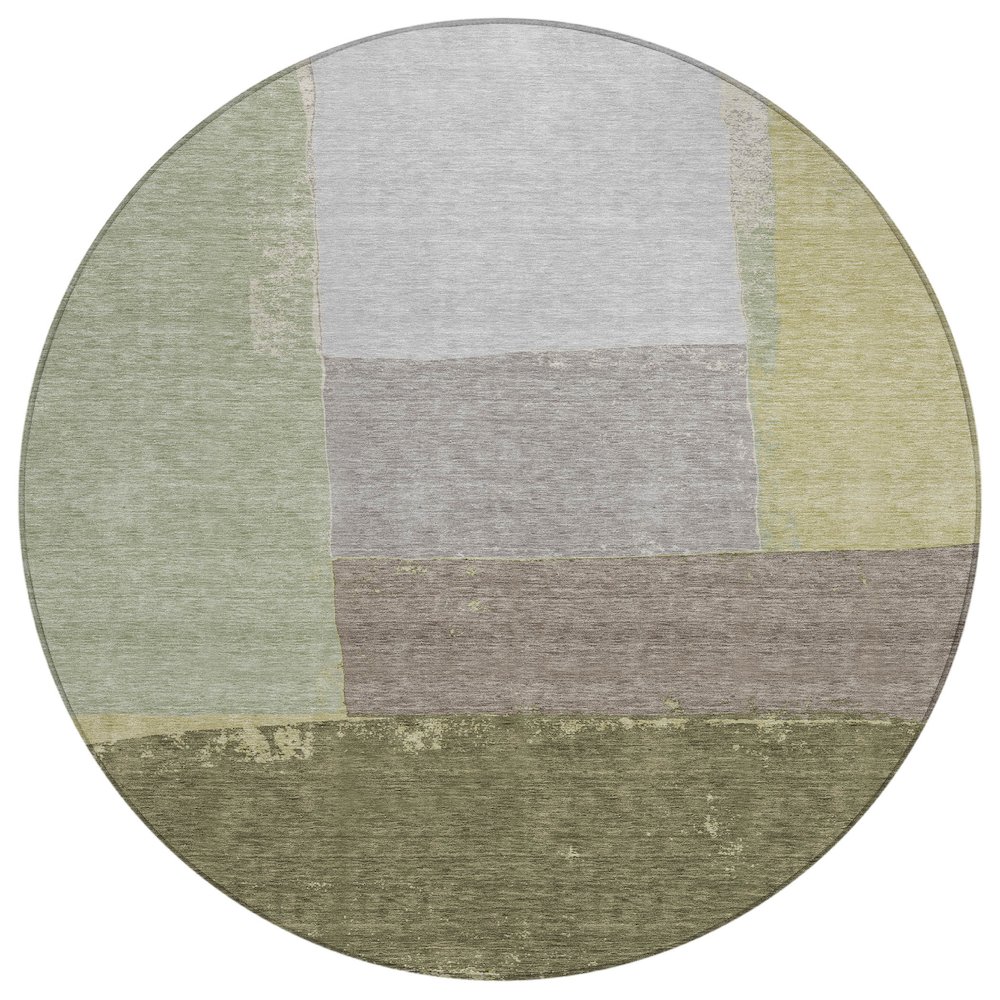 Machine Washable Indoor/Outdoor Chantille ACN2511 Green 8' x 8' Round Rug. Picture 1