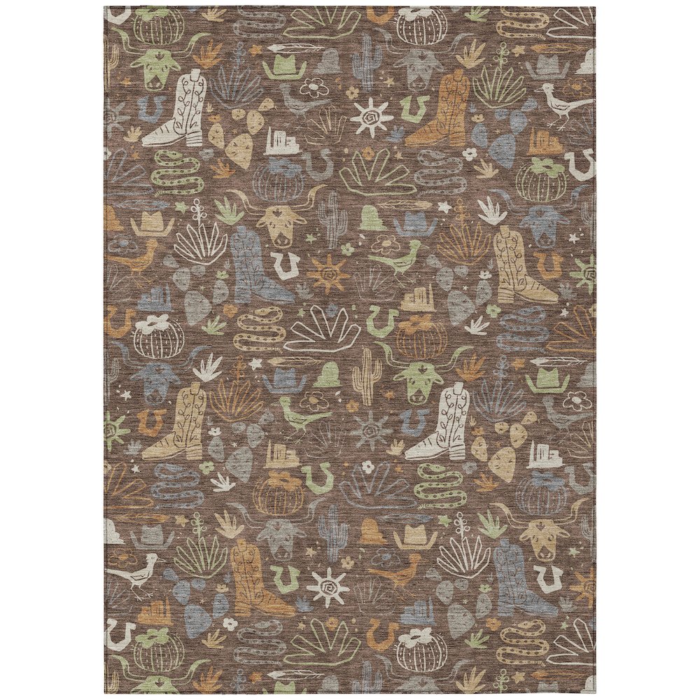 Machine Washable Indoor/Outdoor Chantille ACN2512 Brown 2'6" x 3'10" Rug. Picture 1