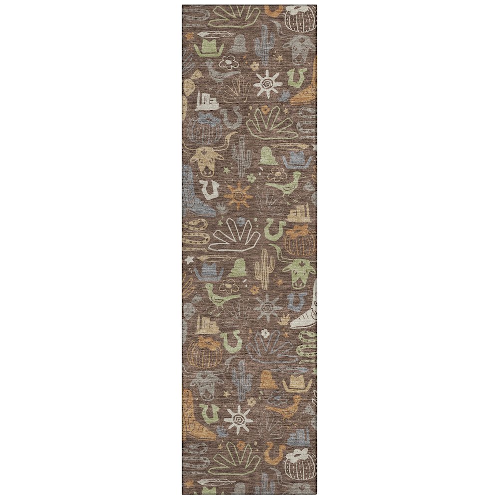 Machine Washable Indoor/Outdoor Chantille ACN2512 Brown 2'3" x 7'6" Runner Rug. Picture 1