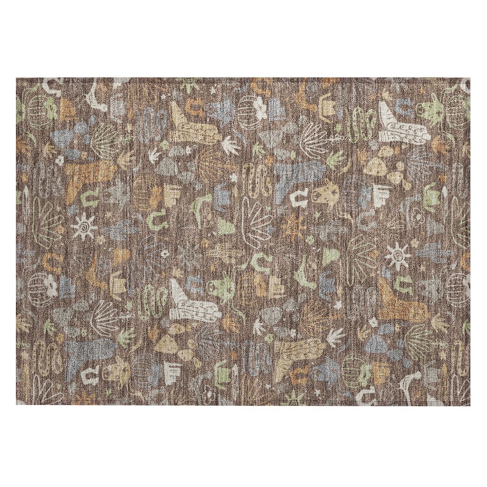 Machine Washable Indoor/Outdoor Chantille ACN2512 Brown 1'8" x 2'6" Rug. Picture 1