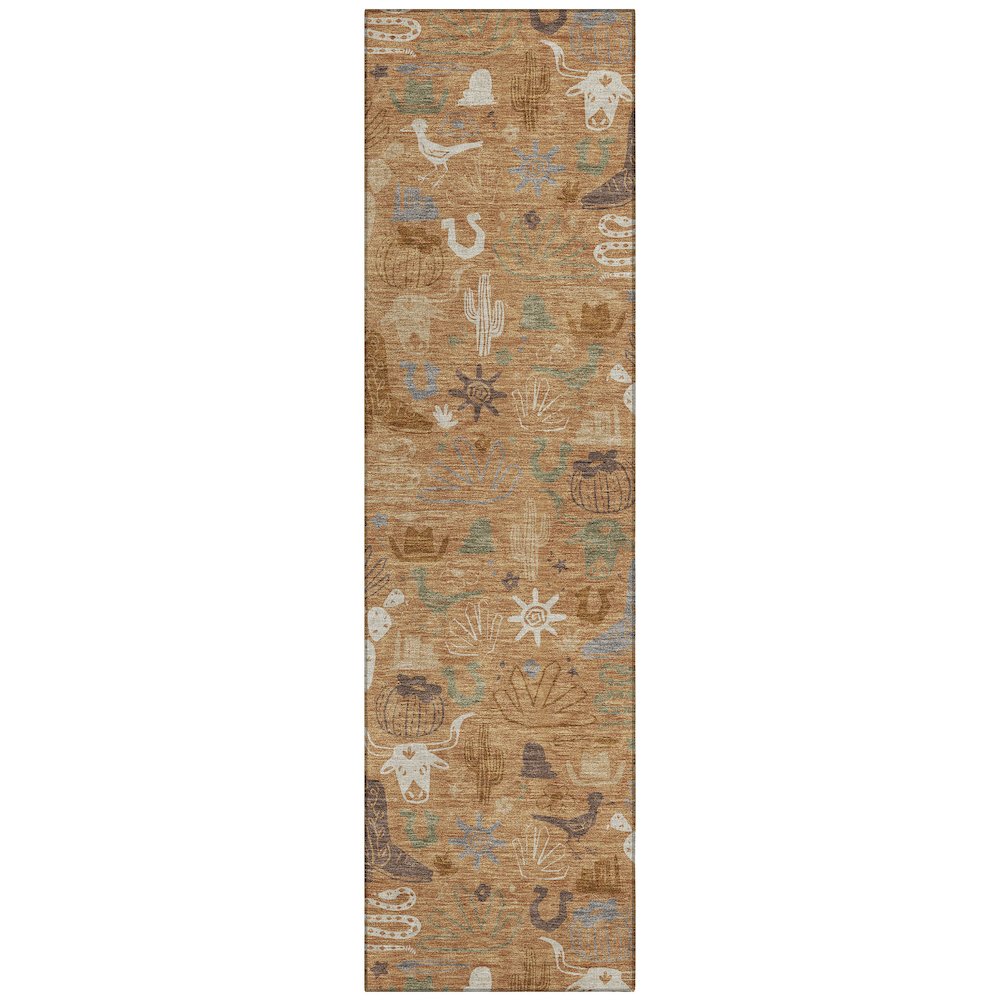 Machine Washable Indoor/Outdoor Chantille ACN2512 Orange 2'3" x 7'6" Runner Rug. Picture 1