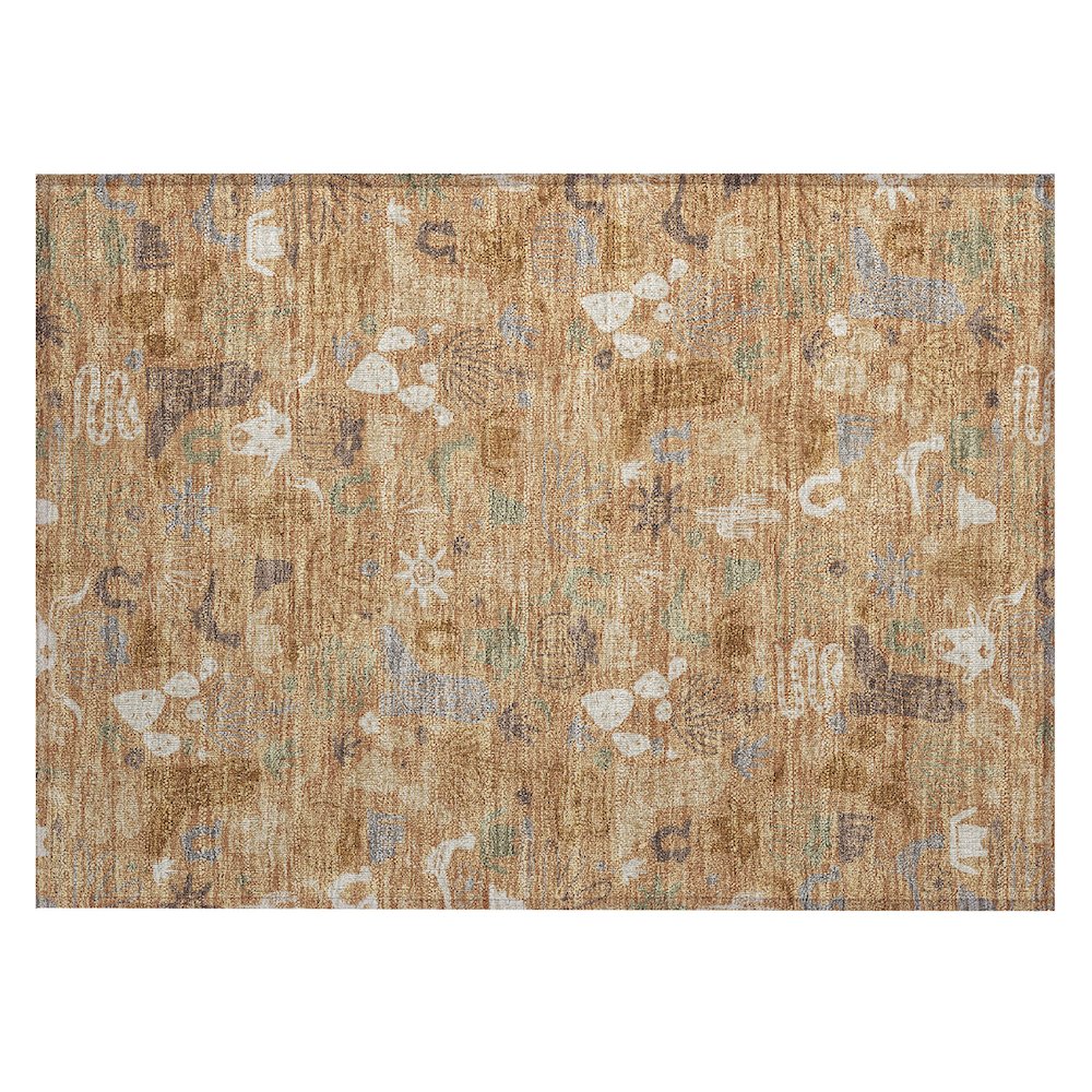 Machine Washable Indoor/Outdoor Chantille ACN2512 Orange 1'8" x 2'6" Rug. Picture 1