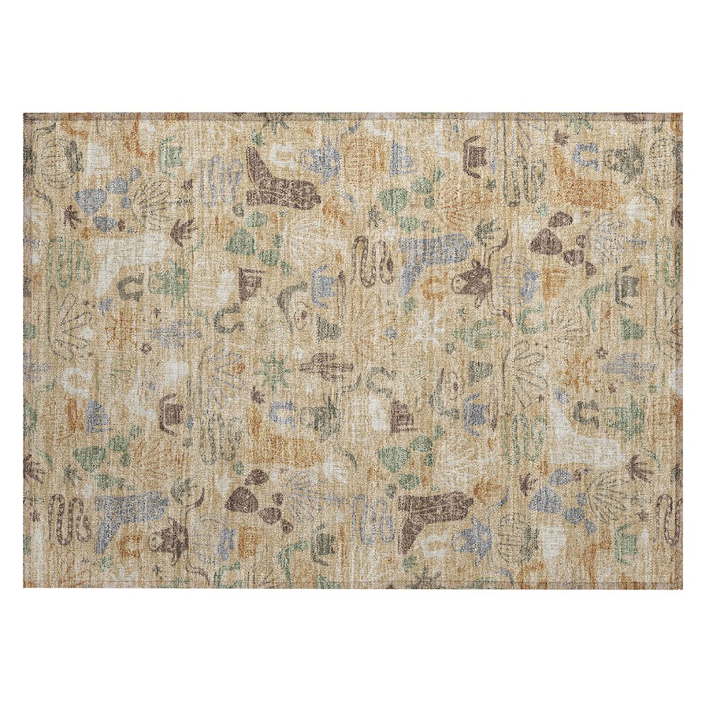 Machine Washable Indoor/Outdoor Chantille ACN2512 Gold 1'8" x 2'6" Rug. Picture 1