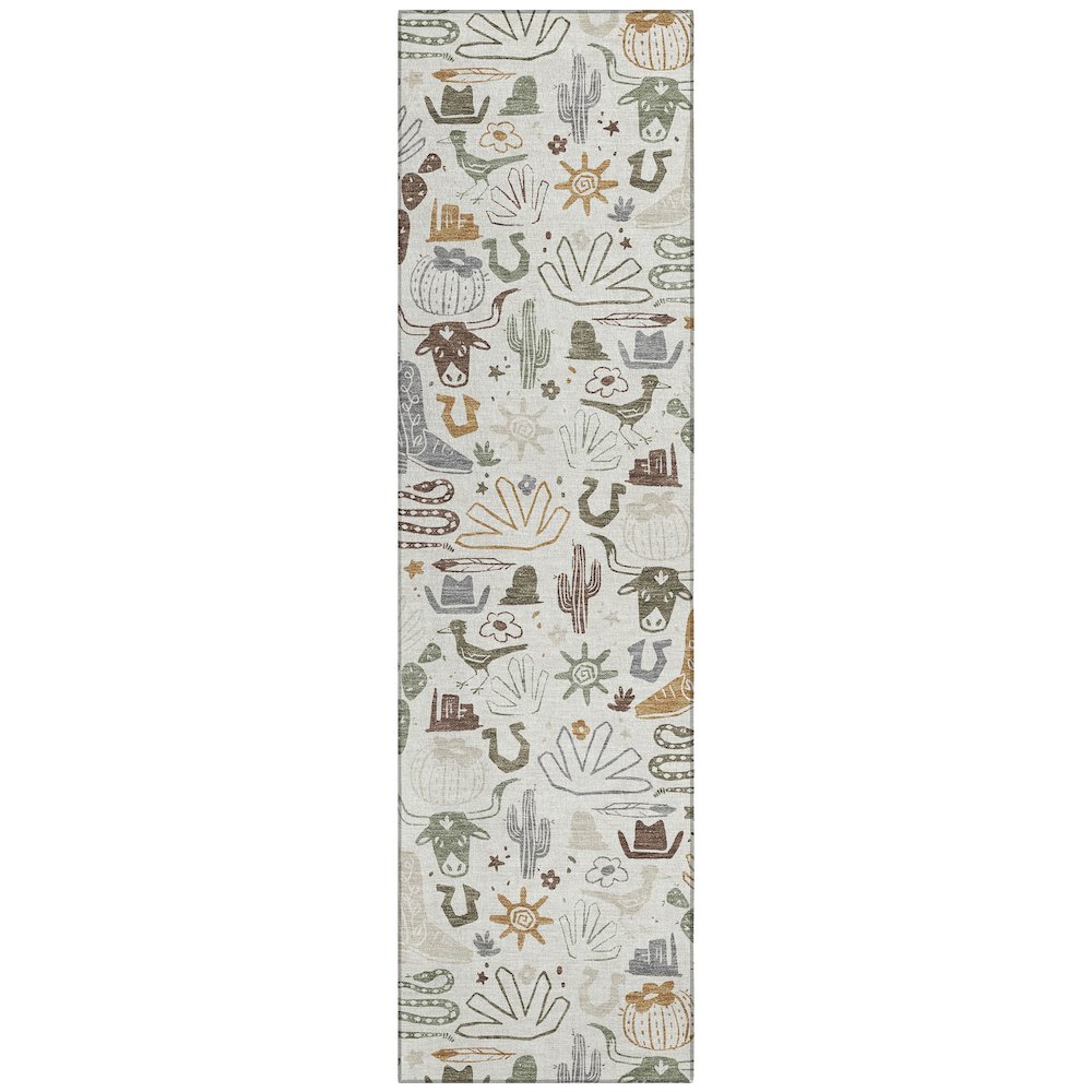 Machine Washable Indoor/Outdoor Chantille ACN2512 Ivory 2'3" x 7'6" Runner Rug. Picture 1