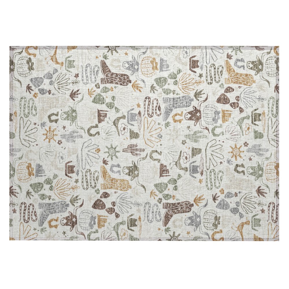 Machine Washable Indoor/Outdoor Chantille ACN2512 Ivory 1'8" x 2'6" Rug. Picture 1