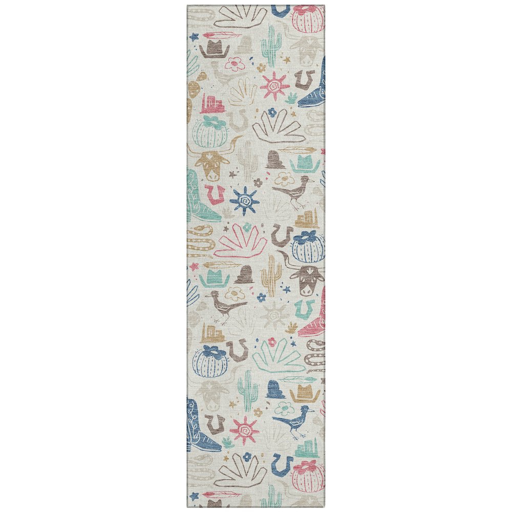 Machine Washable Indoor/Outdoor Chantille ACN2512 Ivory 2'3" x 7'6" Runner Rug. Picture 1