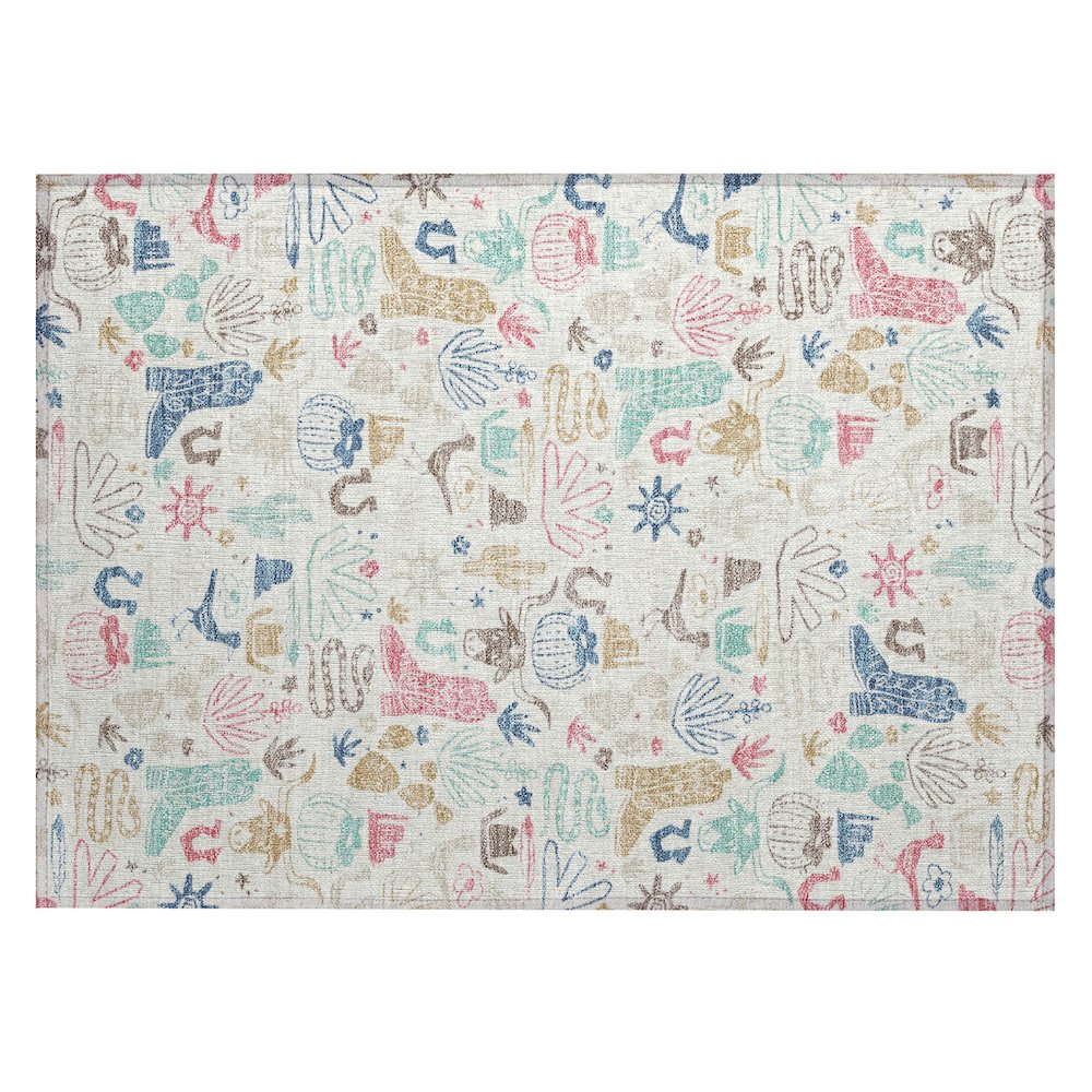 Machine Washable Indoor/Outdoor Chantille ACN2512 Ivory 1'8" x 2'6" Rug. Picture 1