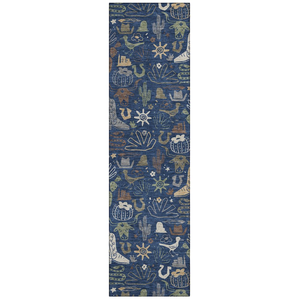 Machine Washable Indoor/Outdoor Chantille ACN2512 Blue 2'3" x 7'6" Runner Rug. Picture 1