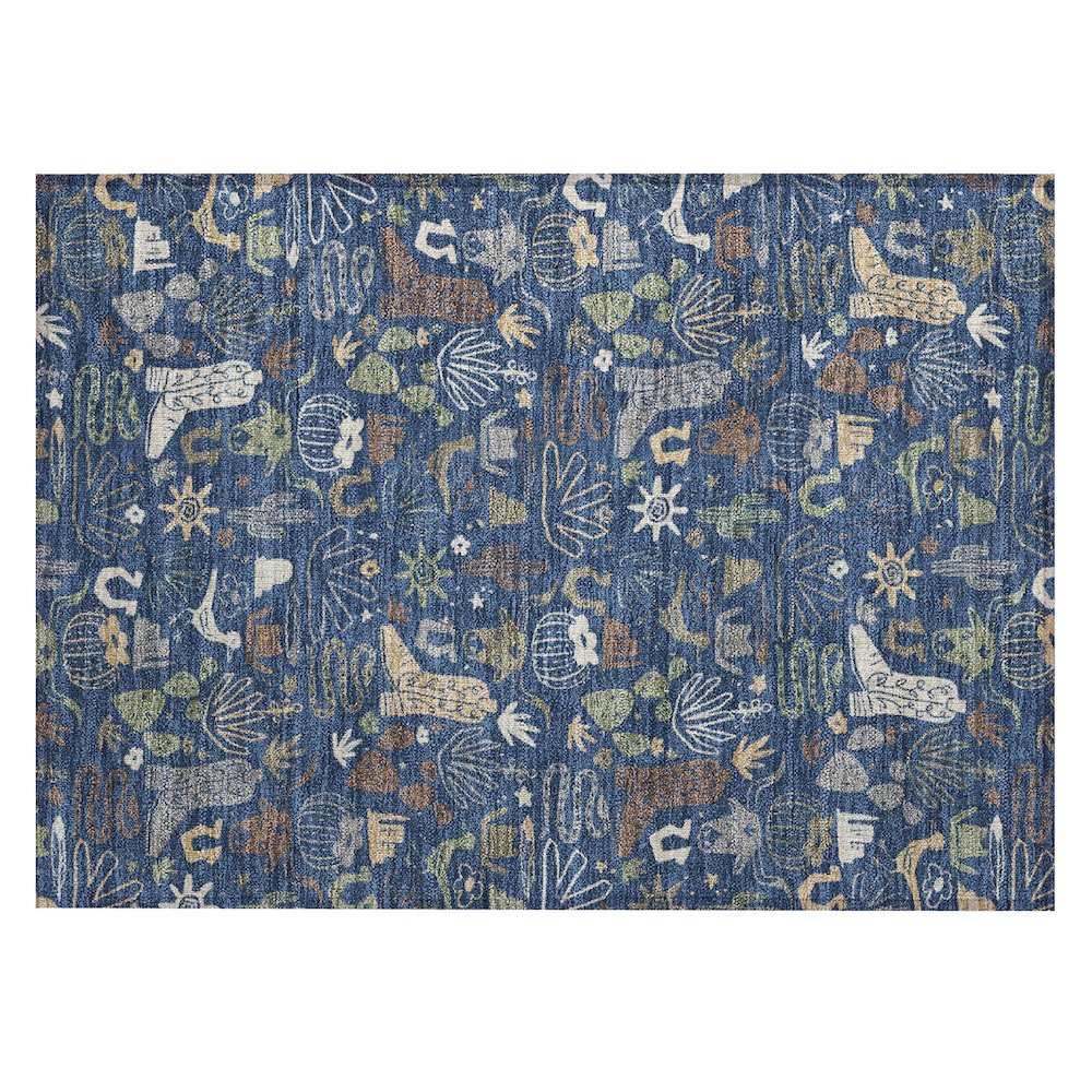Machine Washable Indoor/Outdoor Chantille ACN2512 Blue 1'8" x 2'6" Rug. Picture 1