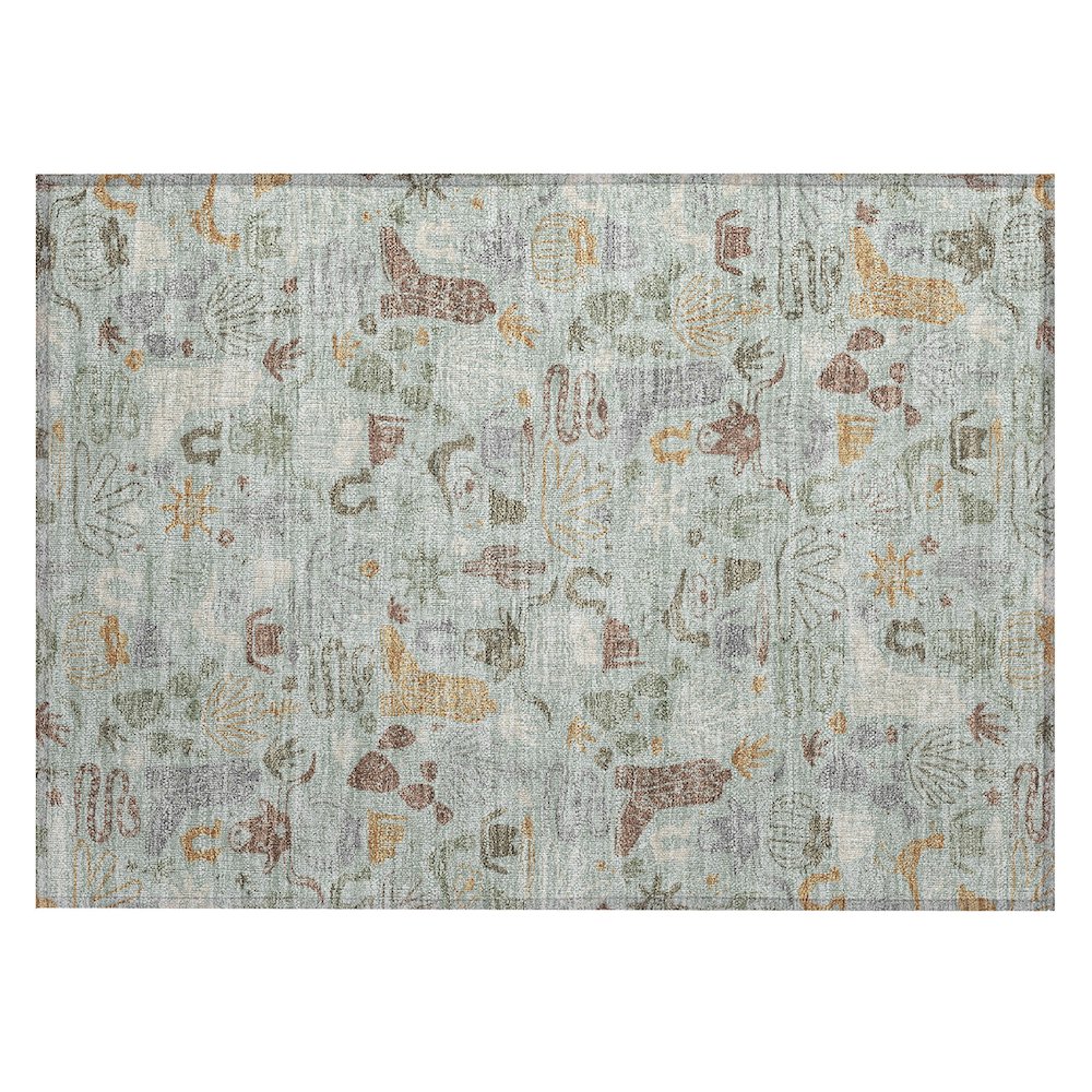 Machine Washable Indoor/Outdoor Chantille ACN2512 Green 1'8" x 2'6" Rug. Picture 1