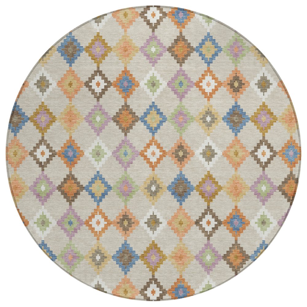 Machine Washable Indoor/Outdoor Chantille ACN2513 Brown 8' x 8' Round Rug. Picture 1