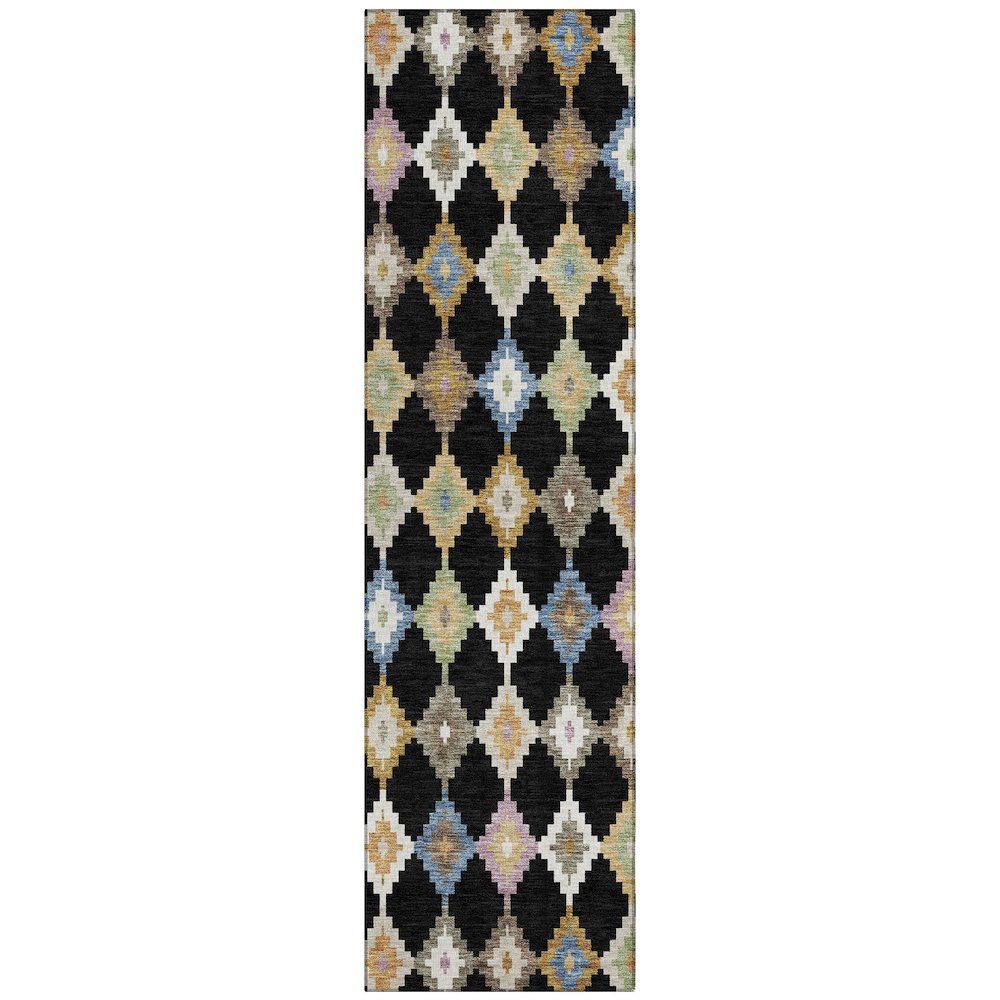 Machine Washable Indoor/Outdoor Chantille ACN2513 Black 2'3" x 7'6" Runner Rug. Picture 1