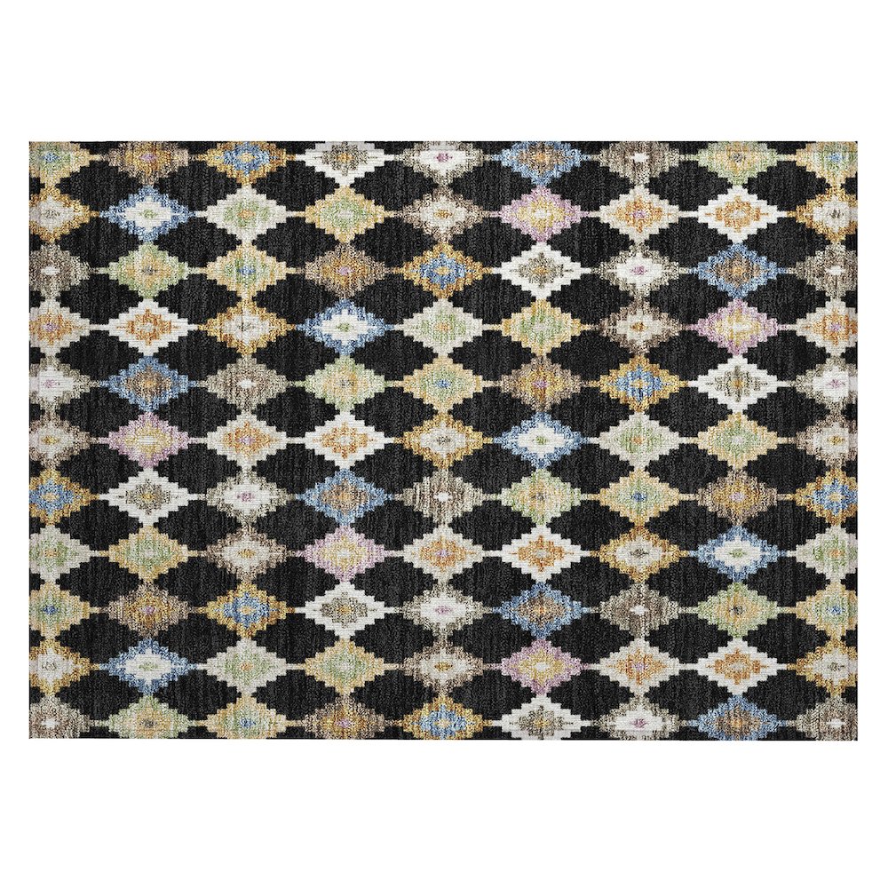 Machine Washable Indoor/Outdoor Chantille ACN2513 Black 1'8" x 2'6" Rug. Picture 1
