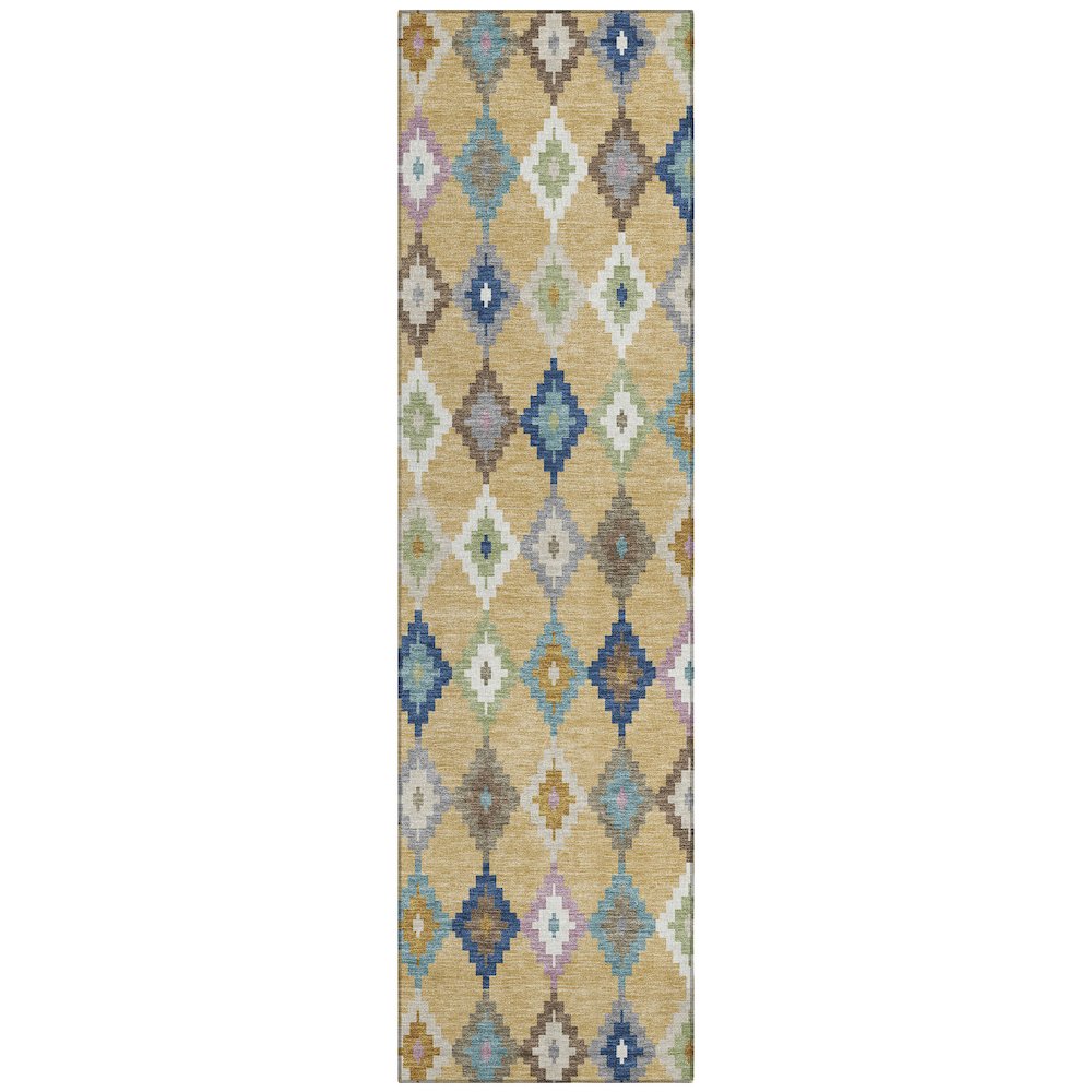 Machine Washable Indoor/Outdoor Chantille ACN2513 Gold 2'3" x 7'6" Runner Rug. Picture 1