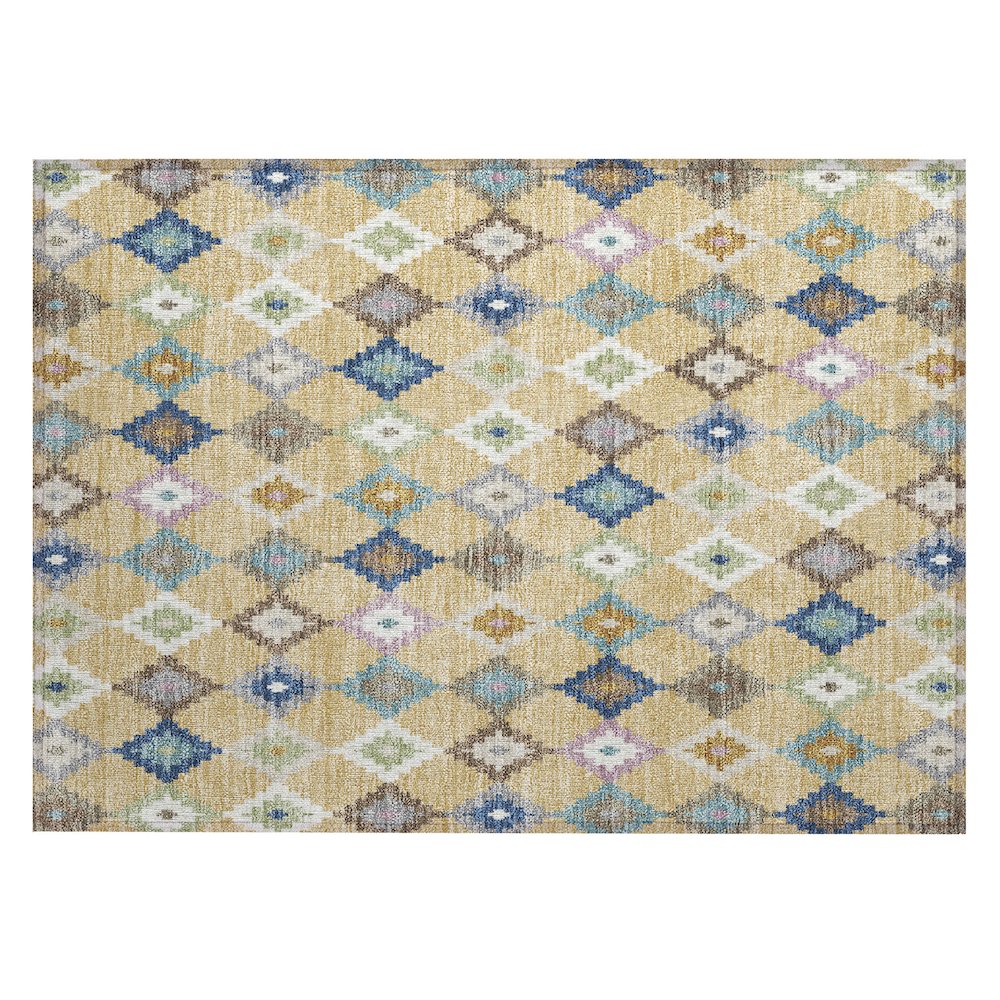 Machine Washable Indoor/Outdoor Chantille ACN2513 Gold 1'8" x 2'6" Rug. Picture 1