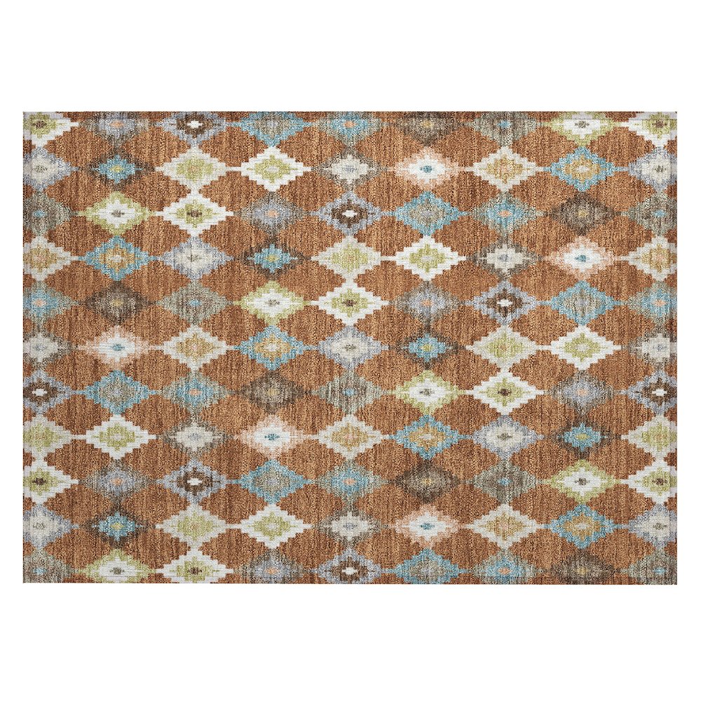 Machine Washable Indoor/Outdoor Chantille ACN2513 Orange 1'8" x 2'6" Rug. Picture 1