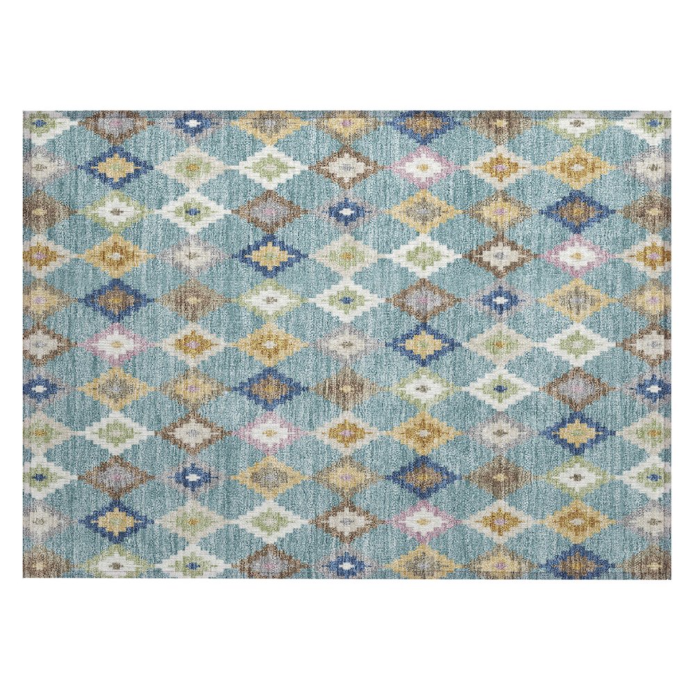Machine Washable Indoor/Outdoor Chantille ACN2513 Teal 1'8" x 2'6" Rug. Picture 1