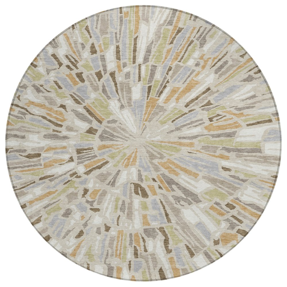 Machine Washable Indoor/Outdoor Chantille ACN2514 Brown 8' x 8' Round Rug. Picture 1