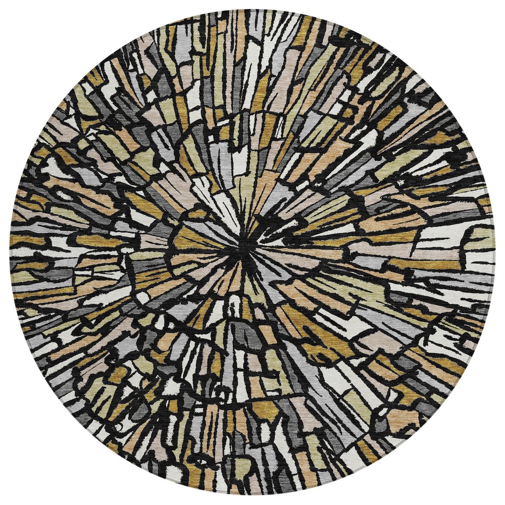 Machine Washable Indoor/Outdoor Chantille ACN2514 Black 8' x 8' Round Rug. Picture 1