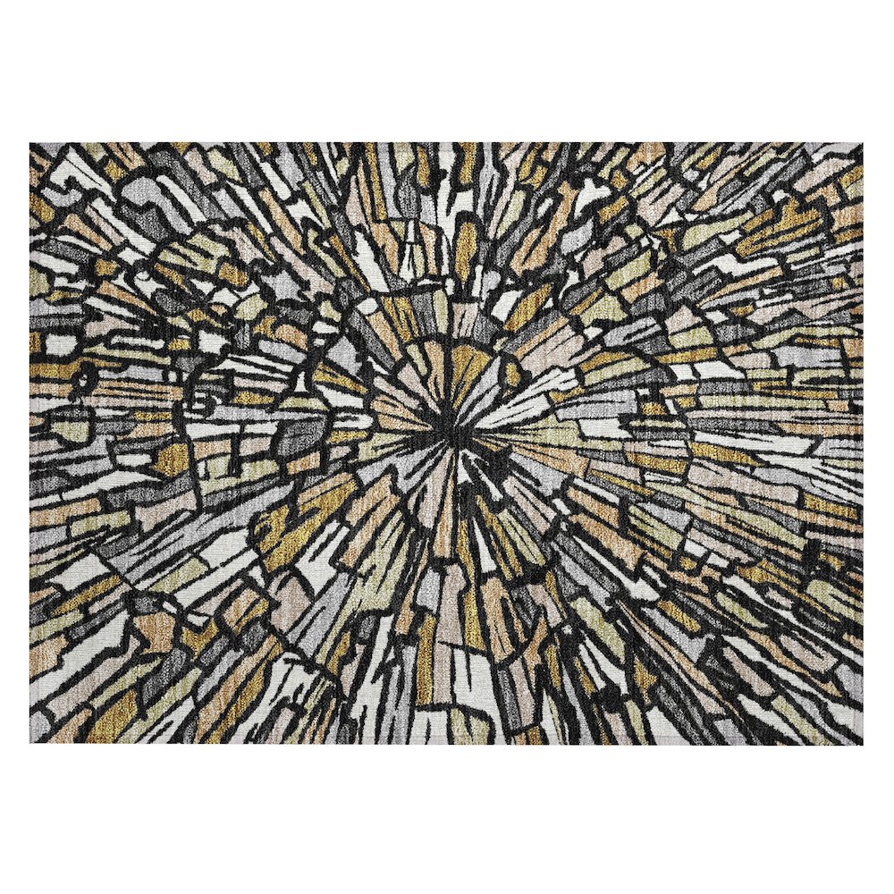 Machine Washable Indoor/Outdoor Chantille ACN2514 Black 1'8" x 2'6" Rug. Picture 1