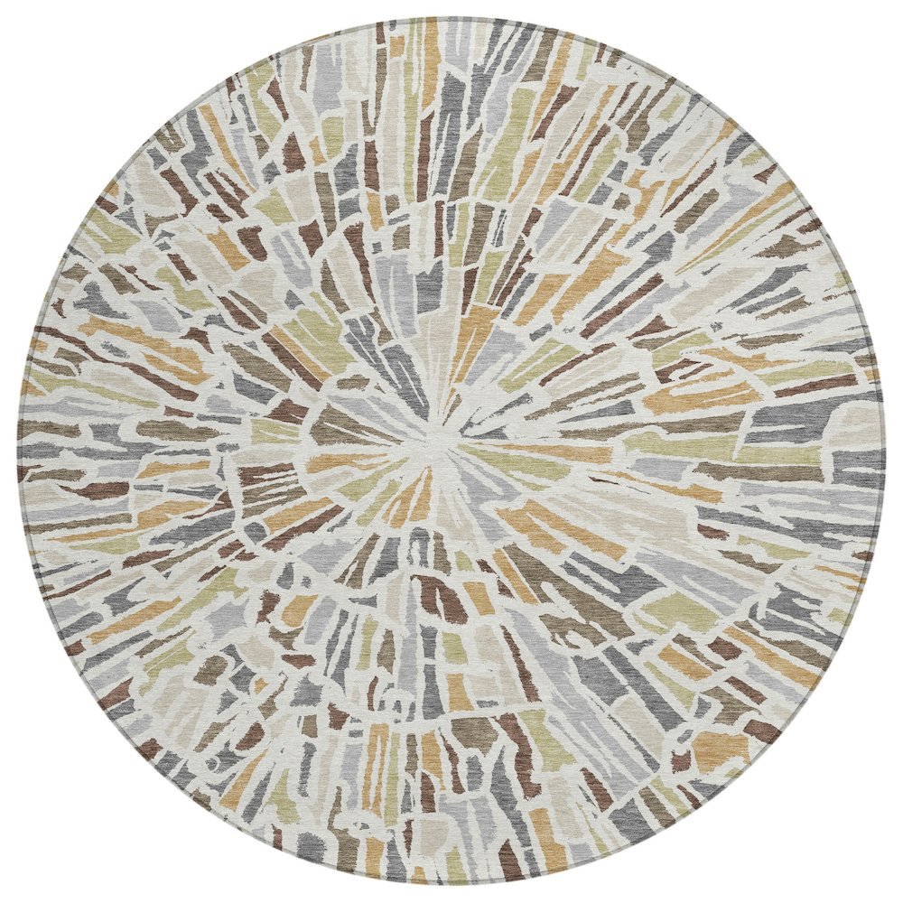 Machine Washable Indoor/Outdoor Chantille ACN2514 Ivory 8' x 8' Round Rug. Picture 1