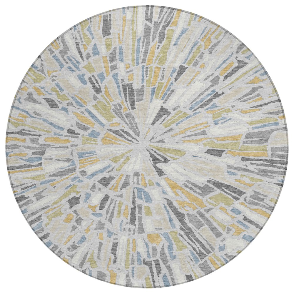 Machine Washable Indoor/Outdoor Chantille ACN2514 Gray 8' x 8' Round Rug. Picture 1