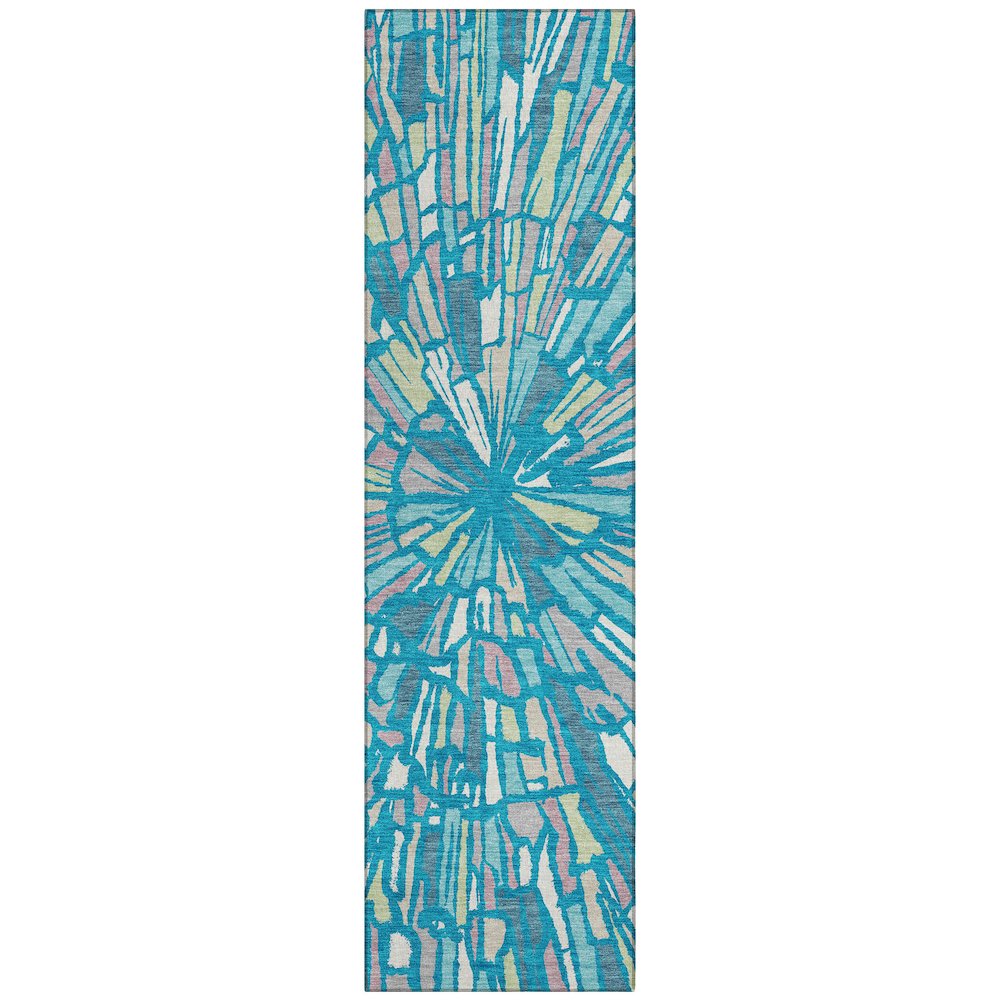 Machine Washable Indoor/Outdoor Chantille ACN2514 Teal 2'3" x 7'6" Runner Rug. Picture 1