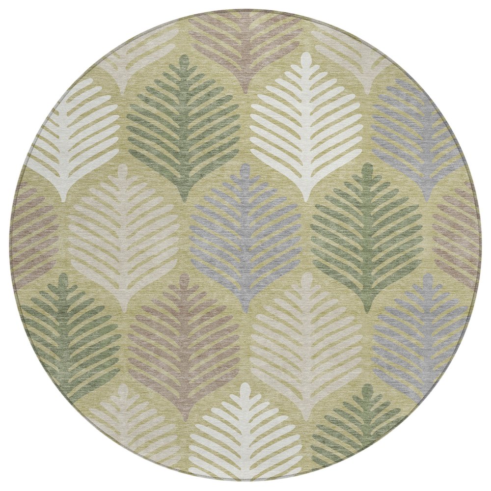 Machine Washable Indoor/Outdoor Chantille ACN2515 Green 8' x 8' Round Rug. Picture 1
