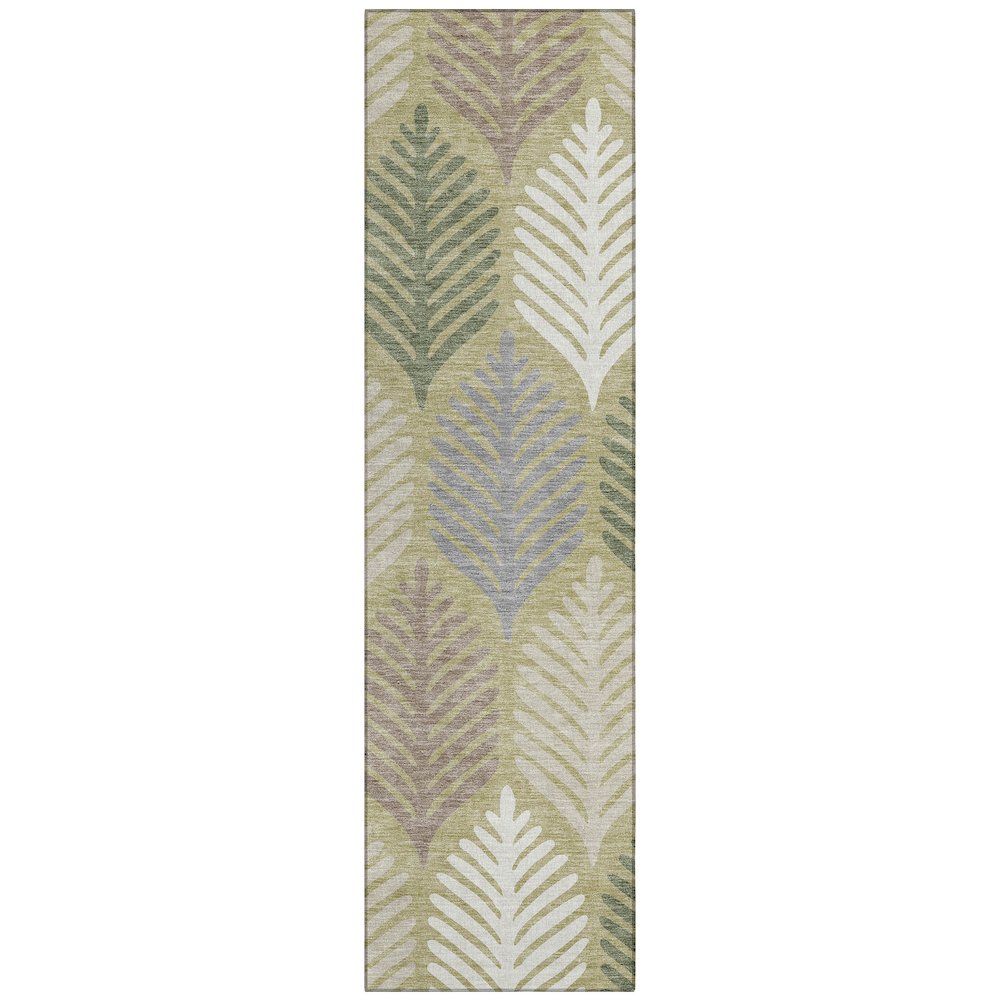Machine Washable Indoor/Outdoor Chantille ACN2515 Green 2'3" x 7'6" Runner Rug. Picture 1