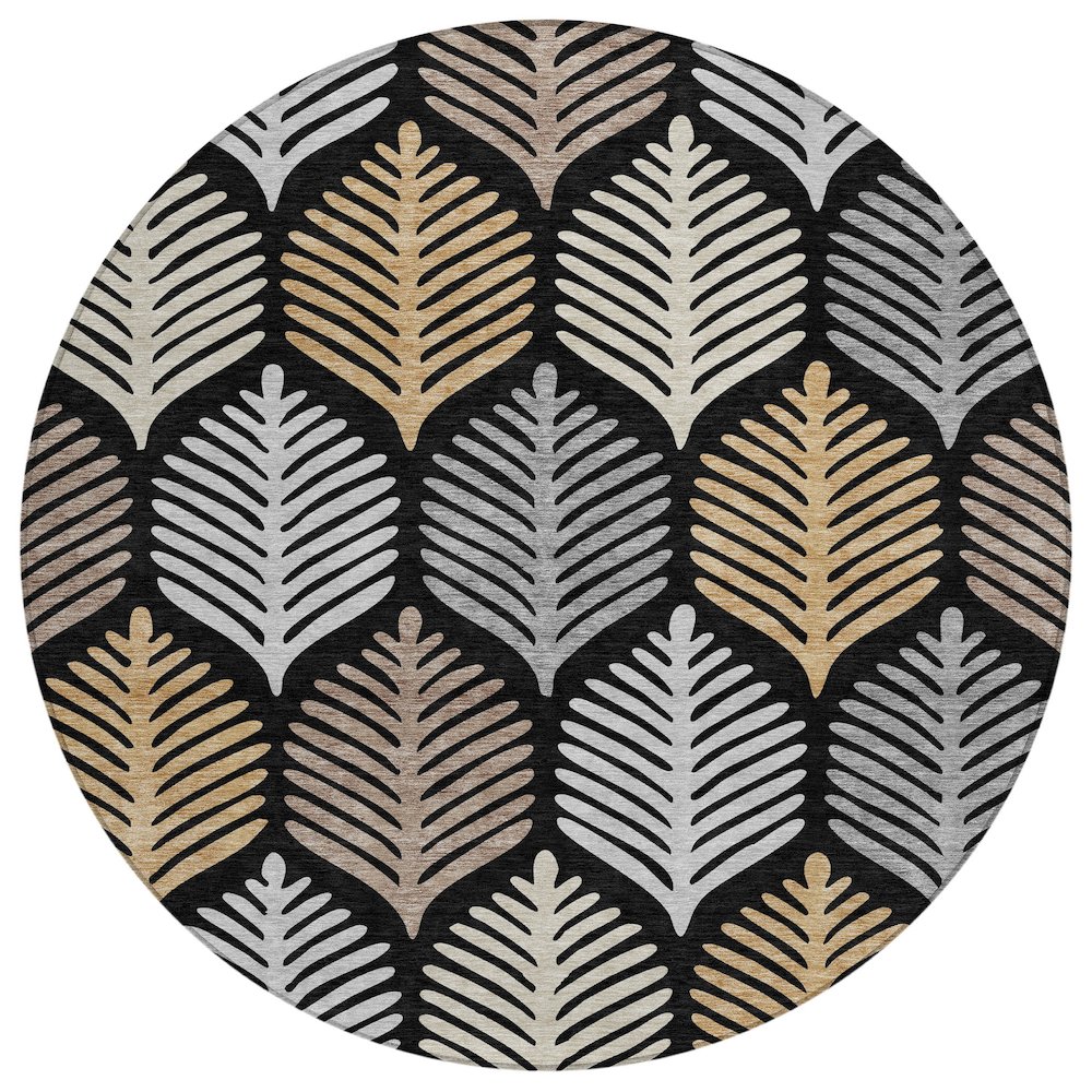 Machine Washable Indoor/Outdoor Chantille ACN2515 Black 8' x 8' Round Rug. Picture 1