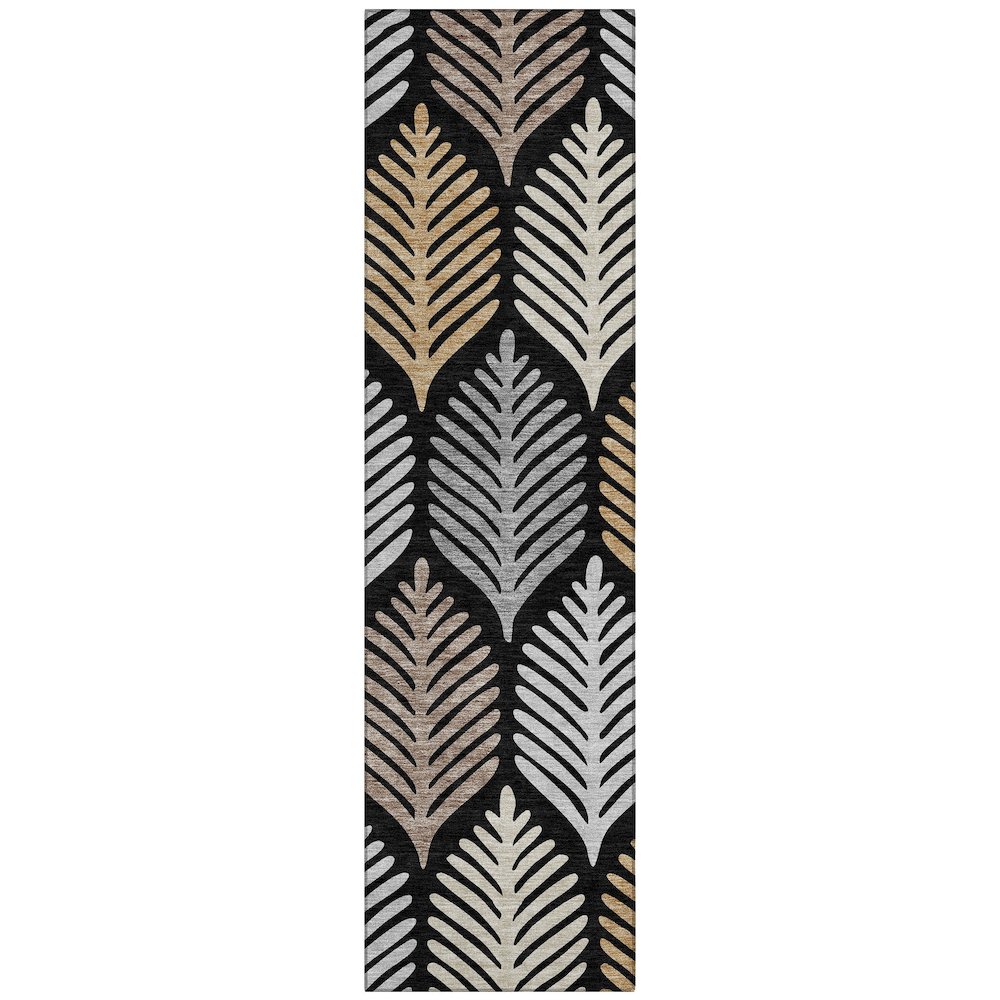 Machine Washable Indoor/Outdoor Chantille ACN2515 Black 2'3" x 7'6" Runner Rug. Picture 1