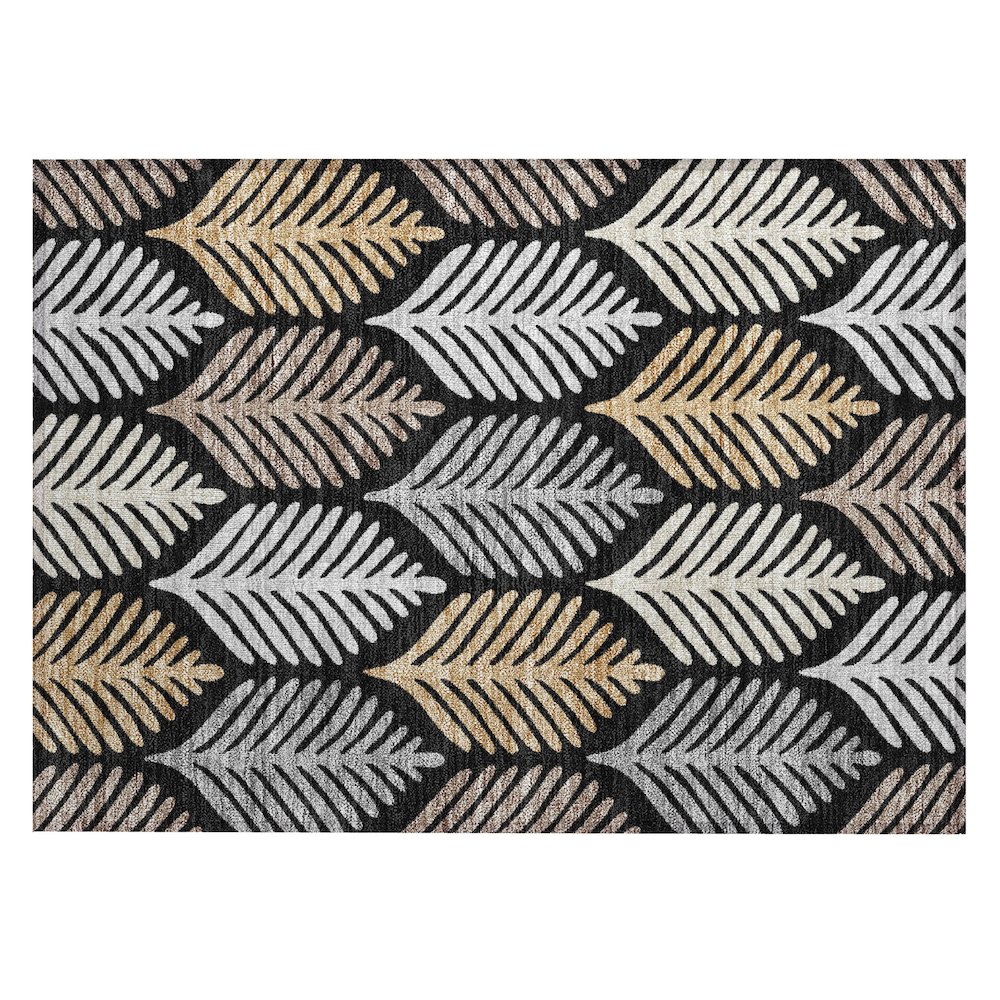 Machine Washable Indoor/Outdoor Chantille ACN2515 Black 1'8" x 2'6" Rug. Picture 1