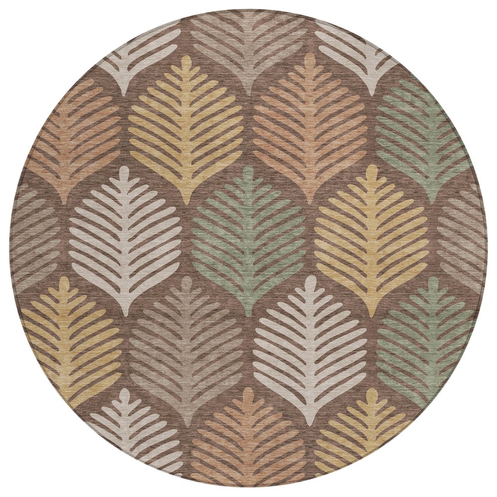 Machine Washable Indoor/Outdoor Chantille ACN2515 Brown 8' x 8' Round Rug. Picture 1