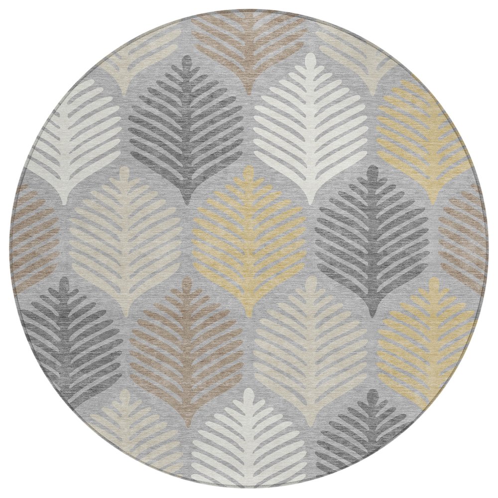 Machine Washable Indoor/Outdoor Chantille ACN2515 Gray 8' x 8' Round Rug. Picture 1