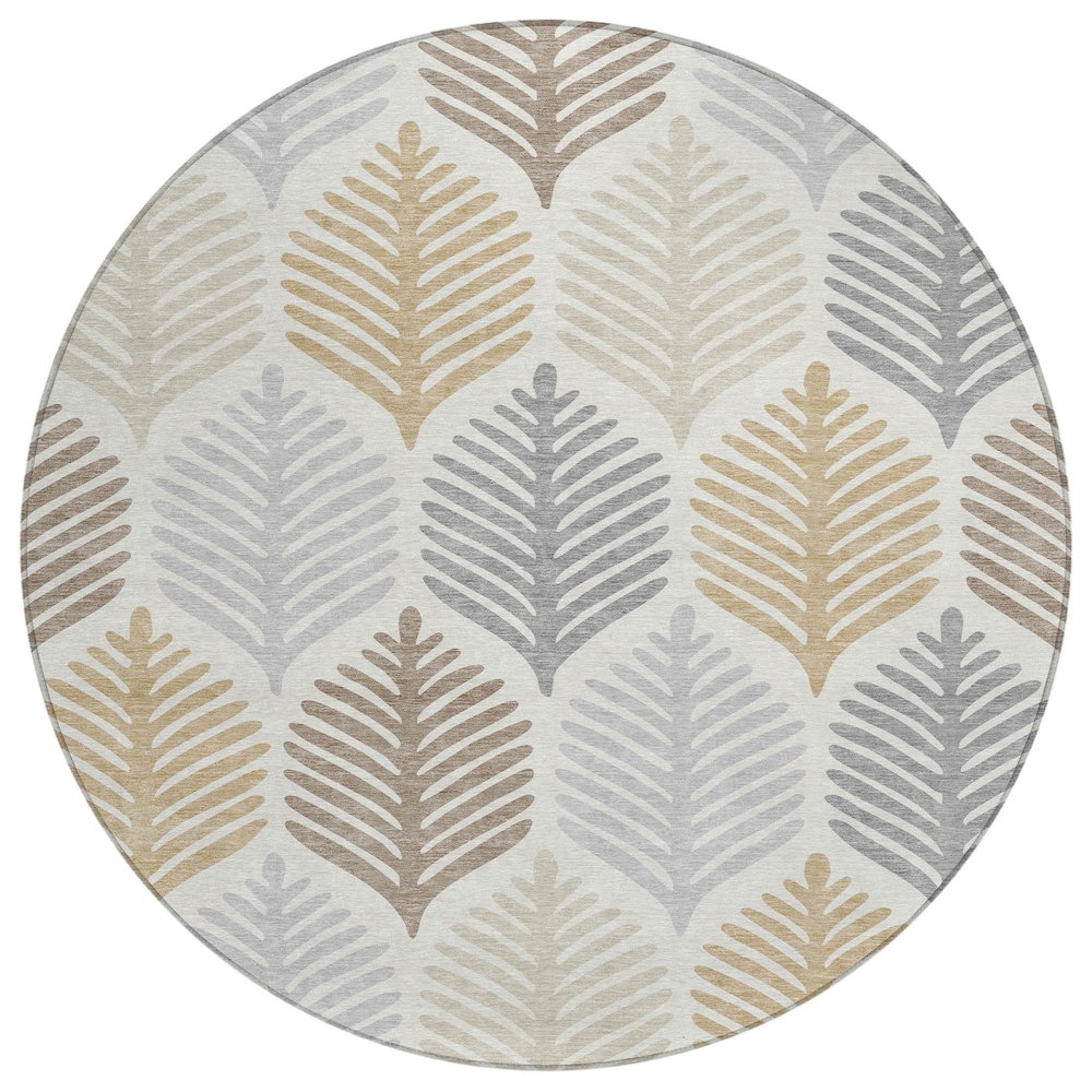 Machine Washable Indoor/Outdoor Chantille ACN2515 Ivory 8' x 8' Round Rug. Picture 1